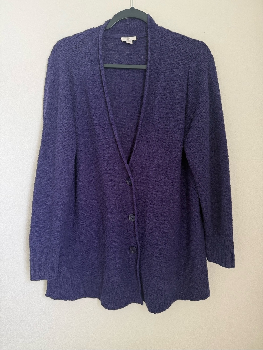 J. Jill Dark Purple Textured Long Sleeve Open Front Knit Cardigan Size XL